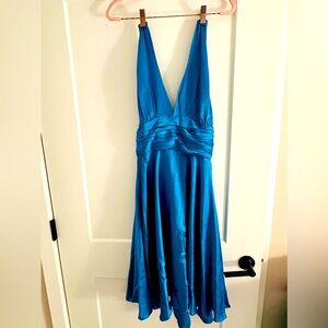 Marilyn Monroe style silk halter dress blue size 4